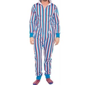 Tipsy Elves USA Pin Stripe Patriotic Onesie Jumpuit Unisex Medium